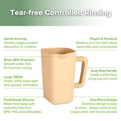 haakaa Gentle Pour Cup showing large 355ml capacity for quicker rinsing.