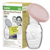 haakaa manual breast pump with blush-cap demonstrates natural suction for comfortable expressing