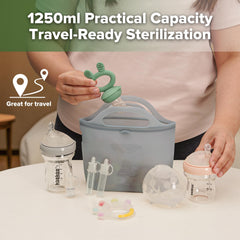 Haakaa On-The-Go steam bag top-handle design for safe microwave removal