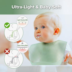 Haakaa pocket bib with crumb catcher catching crumbs during feeds