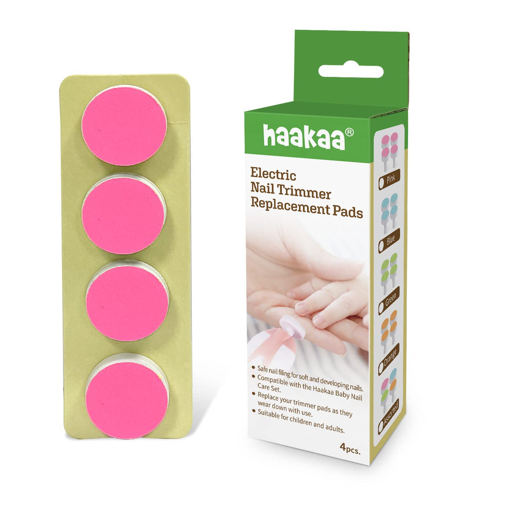 haakaa replacement pads pink pack four close-up showing premium sandpaper for gentle baby nail filing