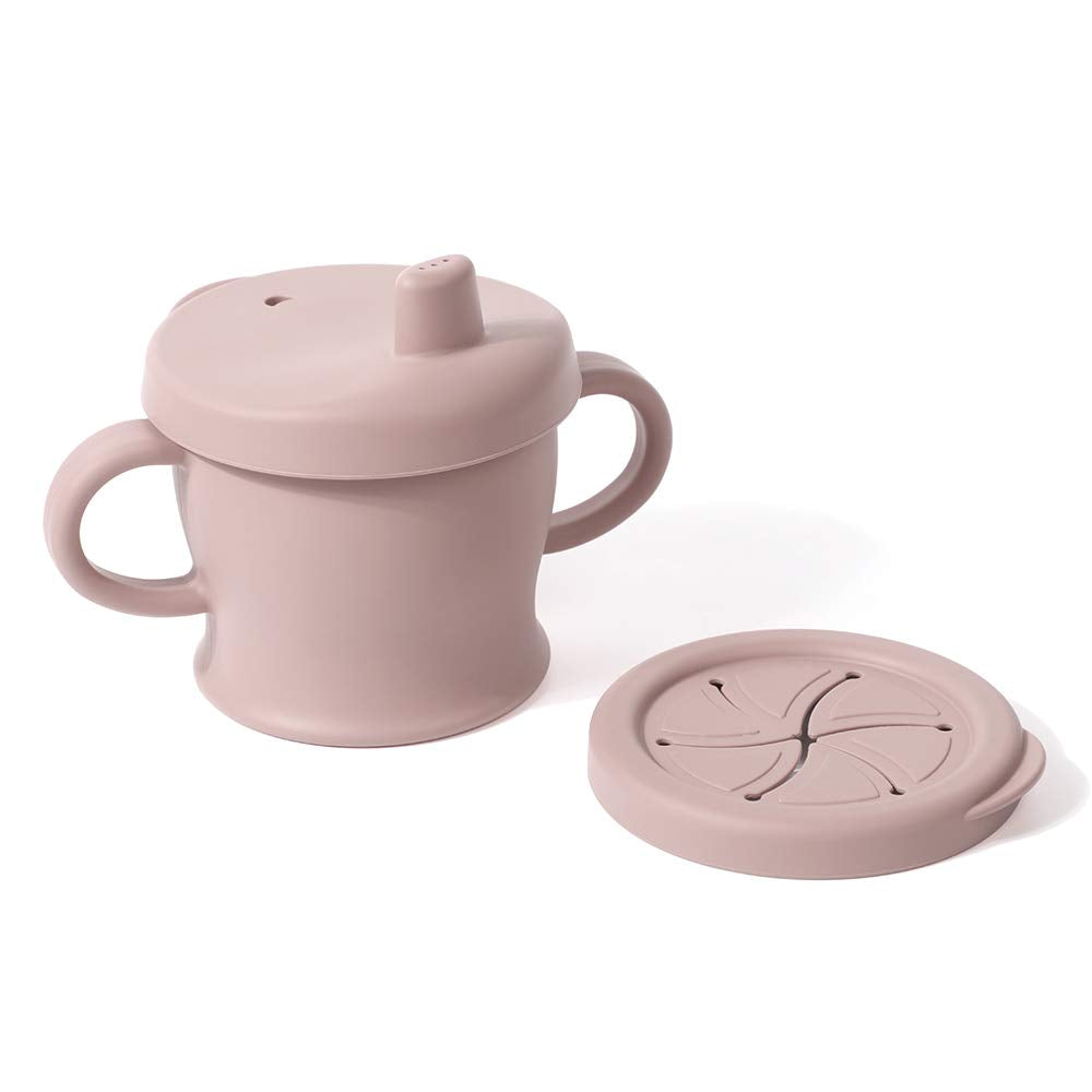 haakaa sip-n-snack cup blush dual handles for easy grip
