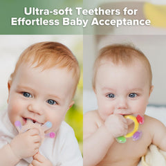 Haakaa teether ferris wheel close-up; colorful grip aids teething play.