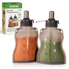 Haakaa Yummy Pouch close-up of spout and seal for easy reusable feeding.