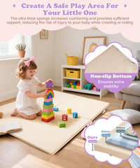 Haavookix baby play mat open foam padding demonstrates generous crawling space for curious infants.