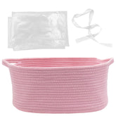 HADEEONG woven basket pink front view shows portable nursery organization