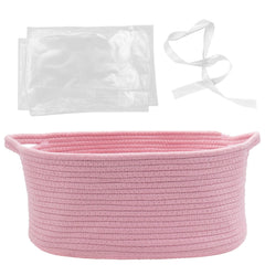 HADEEONG woven basket pink front view shows portable nursery organization