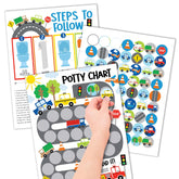 Hadley Designs potty chart for boys with transportation theme boosts motivation.