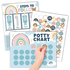 Hadley Designs potty chart front view with boho posters supporting potty training routines