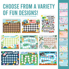 Hadley Designs Potty Chart sticker sheets 1 shows rewards stickers that motivate toddlers.