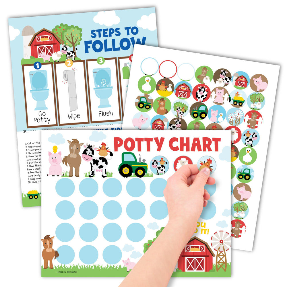 Hadley Designs potty chart toddlers boy front view demonstrates reward-based motivation.