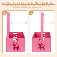HAFTKD pink crate closet with handle demonstrates easy transport in the nursery