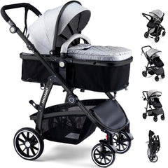Hagaday baby stroller in 2-in-1 mode shows versatile seating for newborns and toddlers.