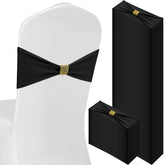 Hahafelt 100pcs black chair sashes with buckle for elegant wedding decor.