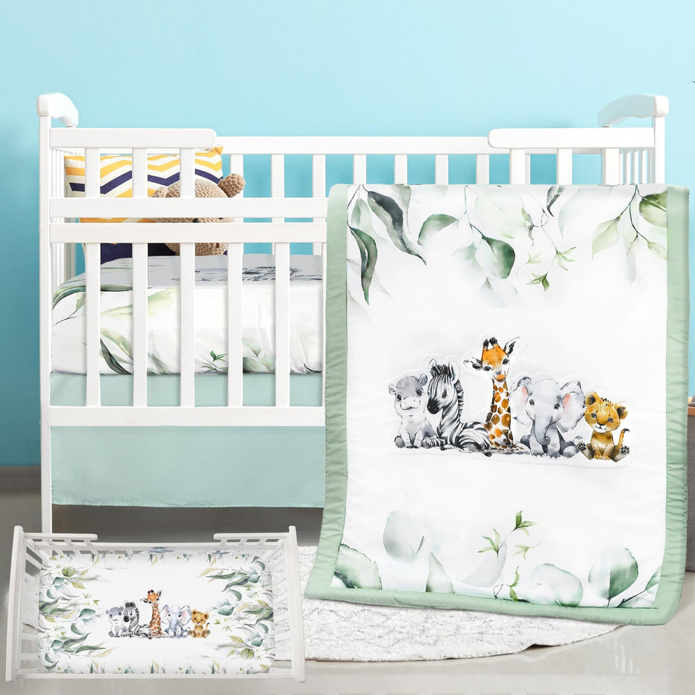 Hahafelt baby quilt with safari watercolor print for cozy sleep setup