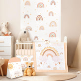 Hahafelt crib skirt boho rainbow keeps nursery tidy and stylish.
