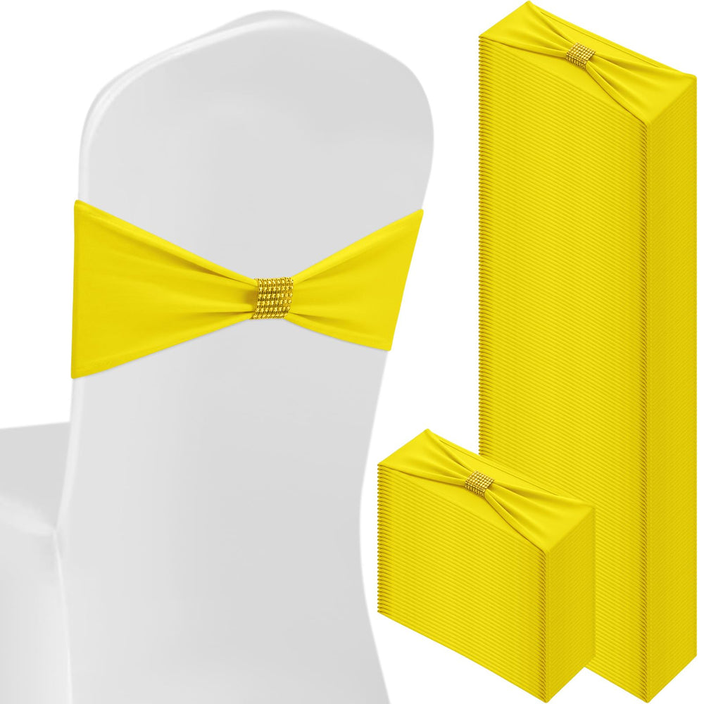 Hahafelt Lemon Yellow spandex chair sashes bows add vibrant color for elegant wedding decor