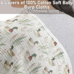 Hahafelt Mallard Duck design burp cloths used as multiuse towels or bibs