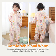 HAHASHOW unisex sleepsack with long sleeves supports movement while staying warm.