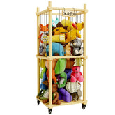 HAIDAIYA rolling wood-stuffed animal zoo cage side view for easy toy organization