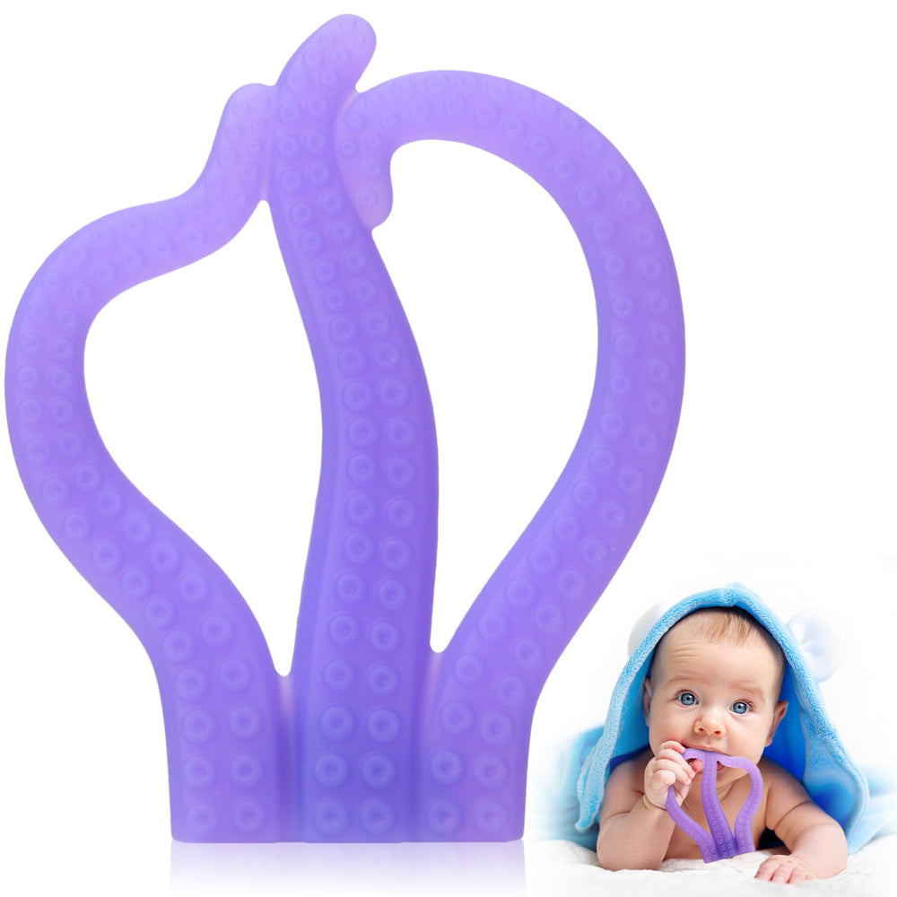 HAILI XMGQ Octopus Teether closeup of textured tentacles for soothing gum exploration.