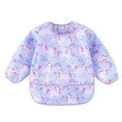 HaimoBurg long-sleeved bibs adhesive strap keeps bib secure.