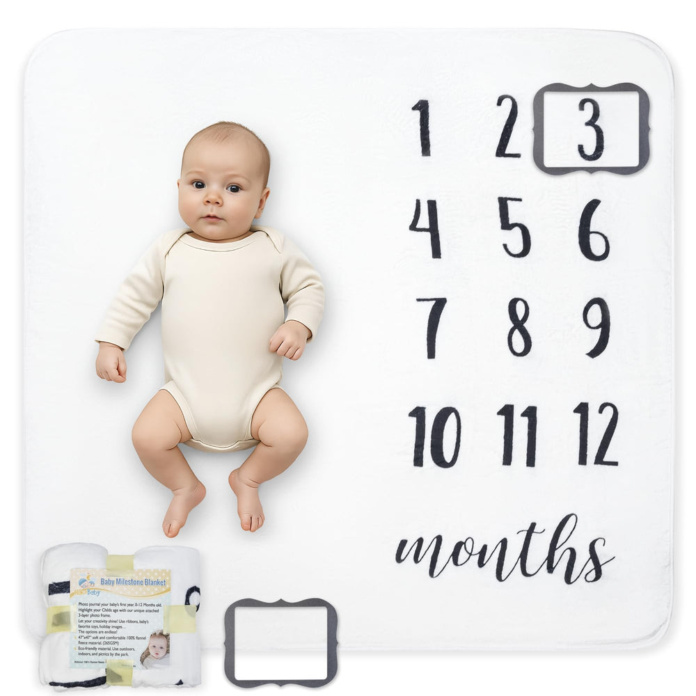 HakoBaby milestone blanket soft fleece keeps baby cozy during photos.