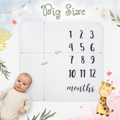 HakoBaby milestone blanket reversible side for swaddling and easy styling.