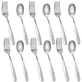 HAKSEN toddler utensils with mirror-polished spoons aid easy self-feeding.
