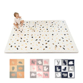 Hakuna Matte stylish baby play mat with terrazzo design elevates nursery aesthetics.