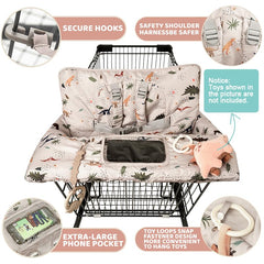 HALAA VAUVA 2-in-1 high chair cover with dinosaur pattern keeps dining surfaces clean