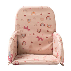HALAA VAUVA baby high chair cover front view in DJ Pink for comfortable family meals.