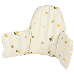 HALAA VAUVA high chair cushion in lemon-white cover protects from spills and stains.