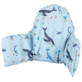 HALAA VAUVA high chair cushion sea blue main view shows spill protection and comfort.