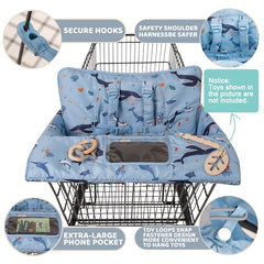 HALAA VAUVA 2-in-1 cover fits carts and restaurant high chairs for meals.