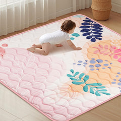 Haleeone Baby Play Mat 50x50 Pink folded for easy transport and storage.