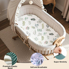 Haleeone bassinet sheets with elastic edge ensure snug, secure fit.