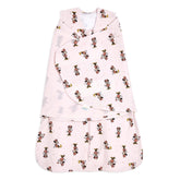 HALO Minnie Fun sleepsack swaddle closeup emphasizes cozy cotton comfort and secure fit.