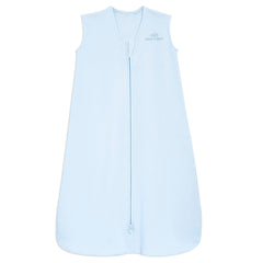 Halo SleepSack baby-blue wearable blanket showing soft cotton fabric for gentle sleep
