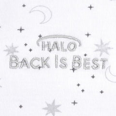 HALO SleepSack diaper-access close-up showing bottom zipper for easy changes.