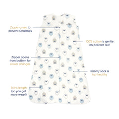 HALO SleepSack hip-healthy design supports proper hip development.