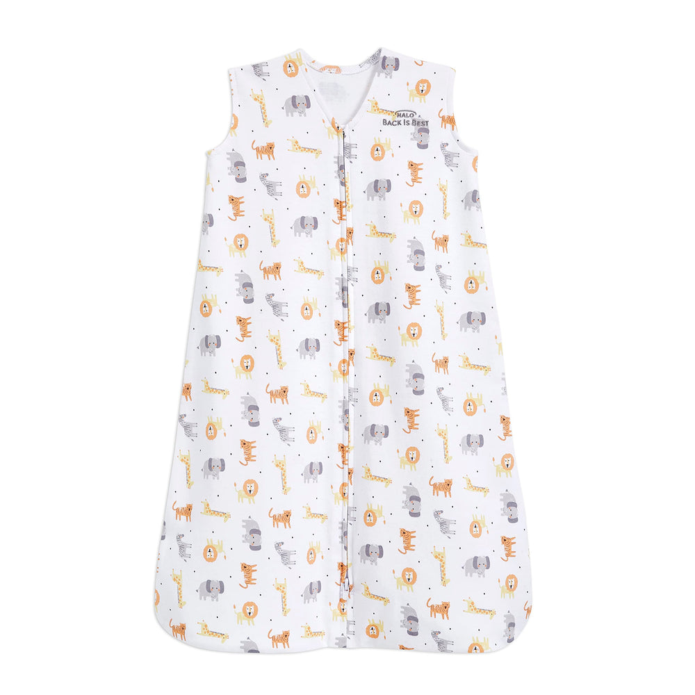 HALO SleepSack Jungle Cotton large 12-18m front view promotes secure sleep.