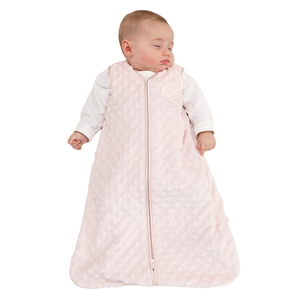 HALO Sleepsack pink plush dots showcases cozy design for safer sleep.
