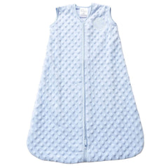 HALO Sleepsack Plush Dot Velboa blue wearable blanket for safer sleep and easy diaper changes.