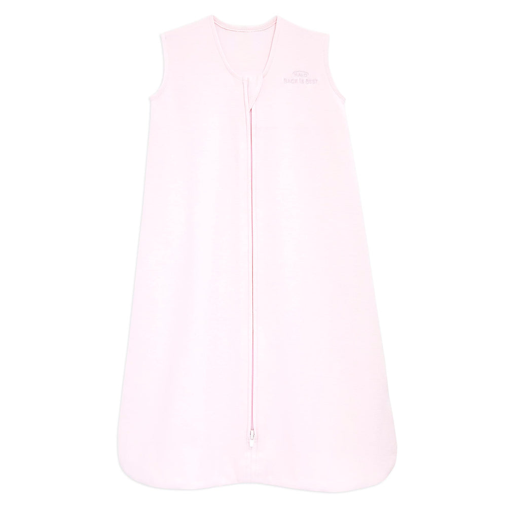 HALO SleepSack soft pink sleeping bag highlights breathable cotton for safe, snug nights.