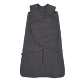 HALO SleepSack SuperSoft Swaddle front charcoal view showing cocooning warmth.