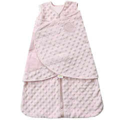 HALO SleepSack Swaddle plush Velboa pink close-up showing soft warmth for newborn sleep