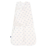 HALO Sleepsack Swaddle Floral Vintage Stripe seen for secure newborn sleep with soft cotton.