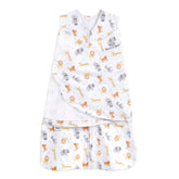 HALO Sleepsack Swaddle Jungle Cotton newborn front view promotes calm, secure sleep