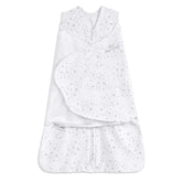 HALO Sleepsack Swaddle Midnight Moons Grey front view promotes safe, snug sleep.